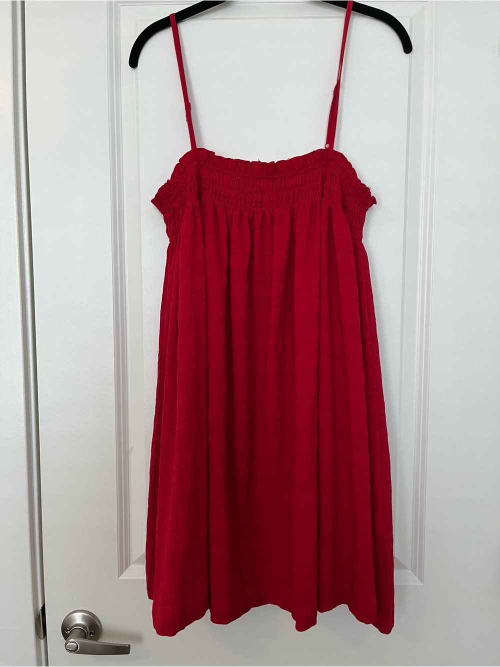 SHEIN Bright Red Smocked Strap Dress